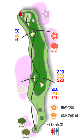 奥道後ゴルフクラブ IN14番ホール コース図