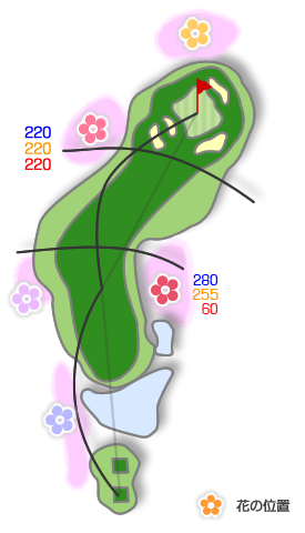 奥道後ゴルフクラブ OUT9番ホール コース図