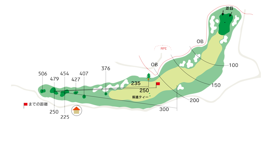 那須ちふり湖カントリークラブ IN18番ホール コース図