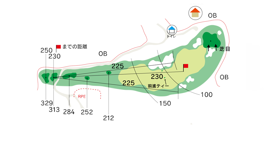 那須ちふり湖カントリークラブ OUT2番ホール コース図