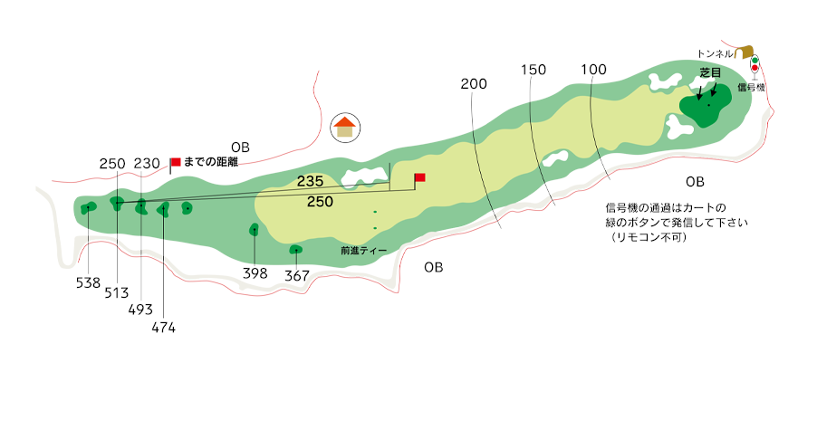 那須ちふり湖カントリークラブ OUT4番ホール コース図