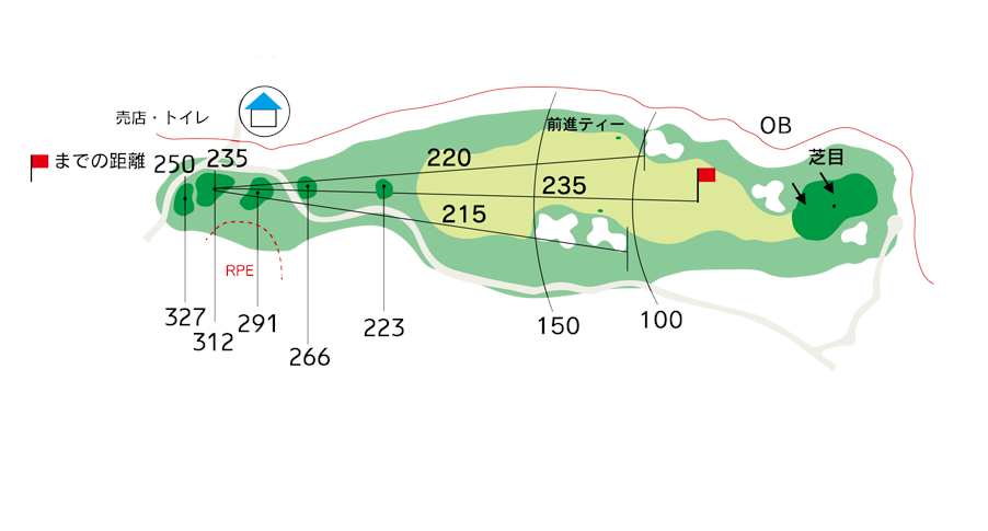 那須ちふり湖カントリークラブ OUT5番ホール コース図