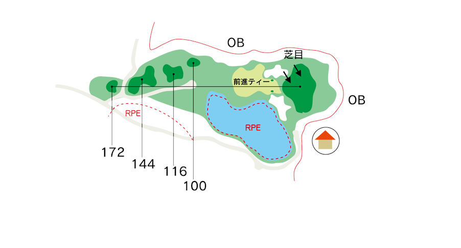 那須ちふり湖カントリークラブ OUT6番ホール コース図