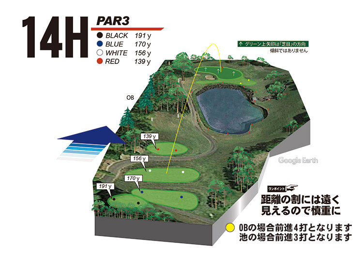 かんなみスプリングスカントリークラブ・ホテル函南 IN14番ホール コース図