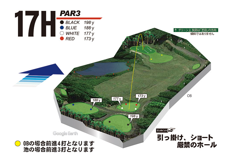 かんなみスプリングスカントリークラブ・ホテル函南 IN17番ホール コース図