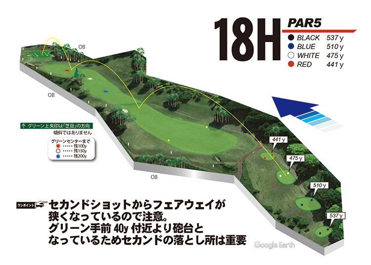 かんなみスプリングスカントリークラブ・ホテル函南 IN18番ホール コース図