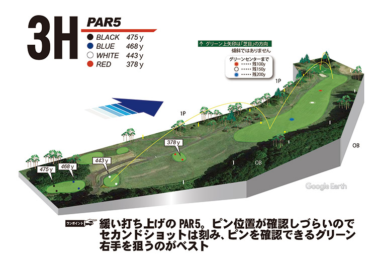 かんなみスプリングスカントリークラブ・ホテル函南 OUT3番ホール コース図