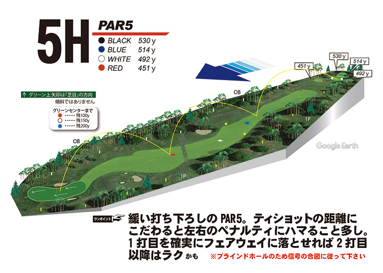 かんなみスプリングスカントリークラブ・ホテル函南 OUT5番ホール コース図