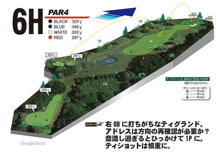 かんなみスプリングスカントリークラブ・ホテル函南 OUT6番ホール コース図
