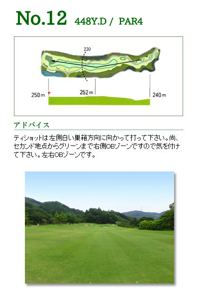ザ・メダリオンクラブ 岡崎コース（旧：サン・ベルグラビアＣＣ） IN12番ホール コース図