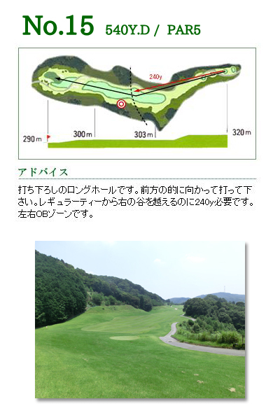 ザ・メダリオンクラブ 岡崎コース（旧：サン・ベルグラビアＣＣ） IN15番ホール コース図
