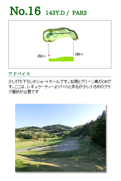 ザ・メダリオンクラブ 岡崎コース（旧：サン・ベルグラビアＣＣ） IN16番ホール コース図