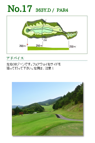 ザ・メダリオンクラブ 岡崎コース（旧：サン・ベルグラビアＣＣ） IN17番ホール コース図