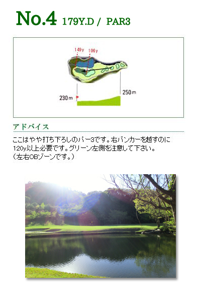 ザ・メダリオンクラブ 岡崎コース（旧：サン・ベルグラビアＣＣ） OUT4番ホール コース図