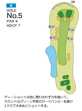 扶桑カントリー倶楽部 東コース5番ホール コース図