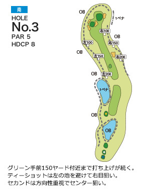扶桑カントリー倶楽部 南コース3番ホール コース図