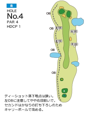 扶桑カントリー倶楽部 南コース4番ホール コース図