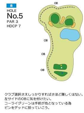 扶桑カントリー倶楽部 南コース5番ホール コース図