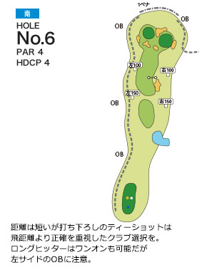 扶桑カントリー倶楽部 南コース6番ホール コース図