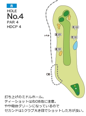 扶桑カントリー倶楽部 西コース4番ホール コース図