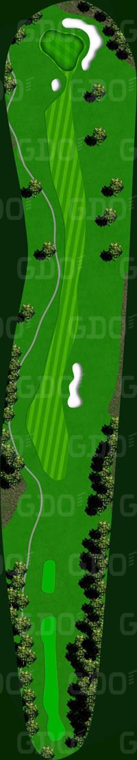 秋津原ゴルフクラブ OUT1番ホール コース図