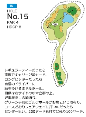 関西空港ゴルフ倶楽部 IN15番ホール コース図