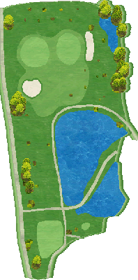 朝霞パブリックゴルフ場 OUT6番ホール コース図