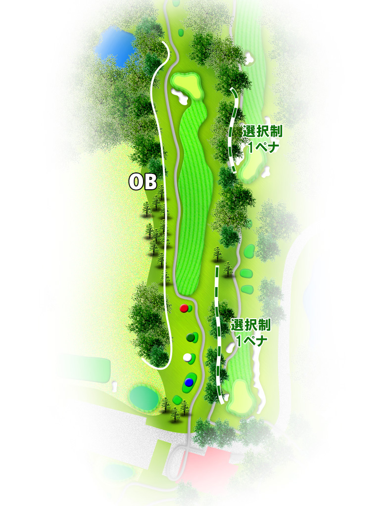 花の杜ゴルフクラブ OUT1番ホール コース図