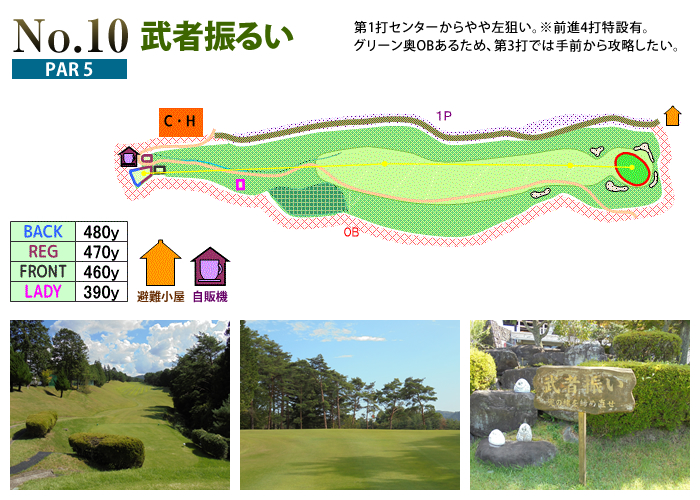 下呂カントリークラブ IN10番ホール コース図