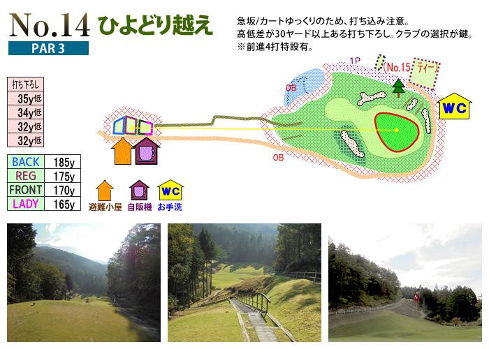 下呂カントリークラブ IN14番ホール コース図