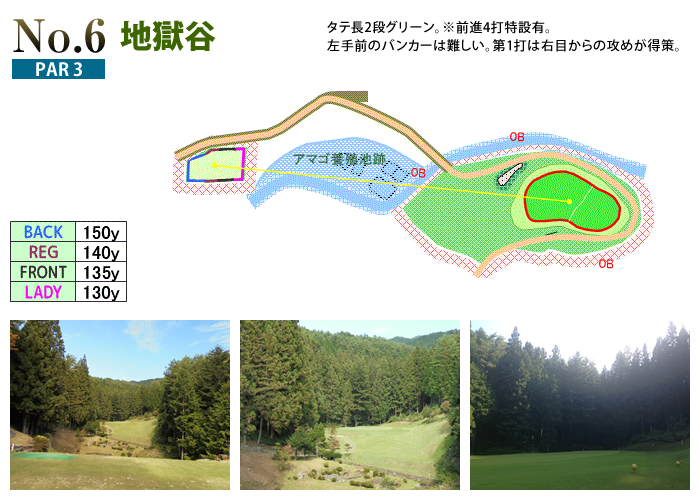 下呂カントリークラブ OUT6番ホール コース図