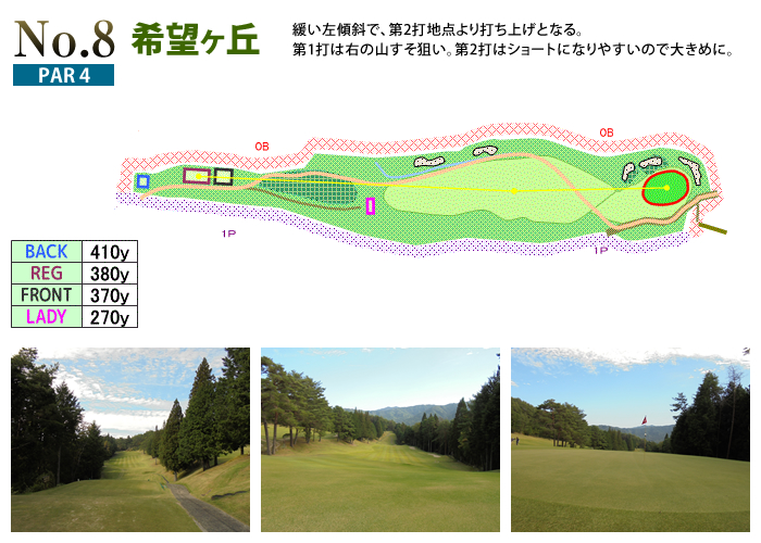下呂カントリークラブ OUT8番ホール コース図