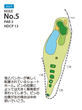 ＰＧＭ富岡カントリークラブ サウスコース OUT5番ホール コース図