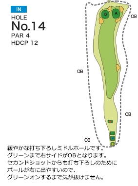 チサンカントリークラブ御船 IN14番ホール コース図