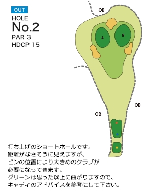 チサンカントリークラブ御船 OUT2番ホール コース図