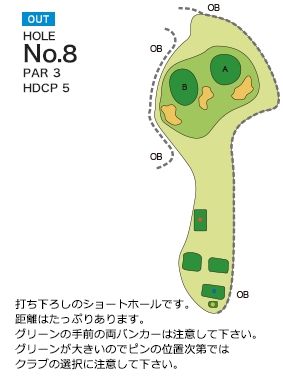 チサンカントリークラブ御船 OUT8番ホール コース図