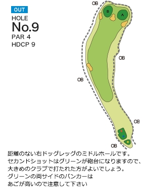 チサンカントリークラブ御船 OUT9番ホール コース図