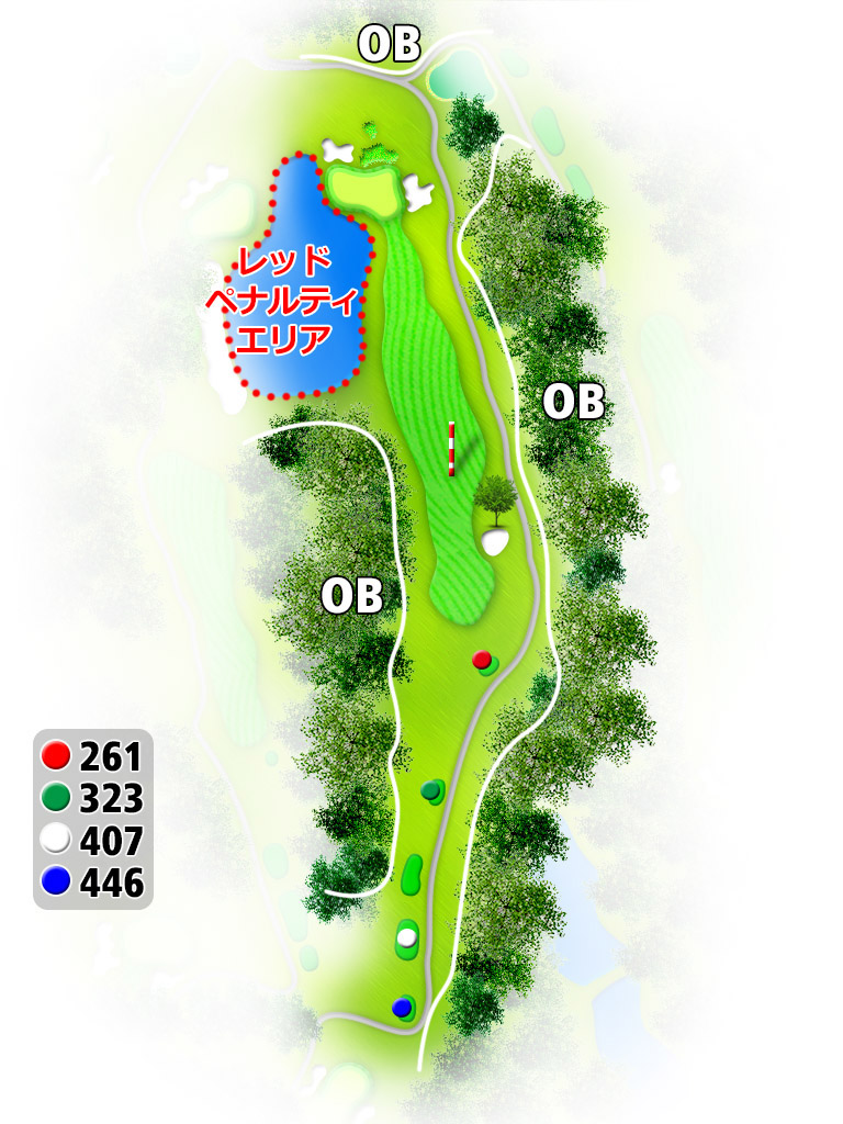 おおさとゴルフ倶楽部 IN18番ホール コース図