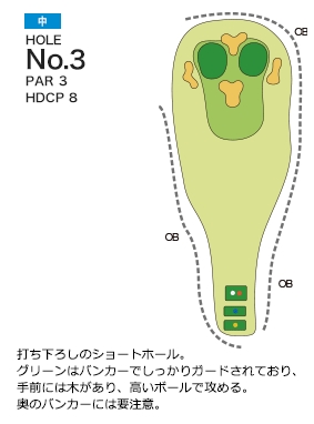 柳井カントリー倶楽部 中3番ホール コース図