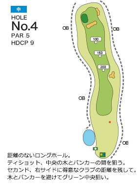 柳井カントリー倶楽部 中4番ホール コース図
