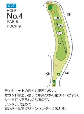 柳井カントリー倶楽部 OUT4番ホール コース図