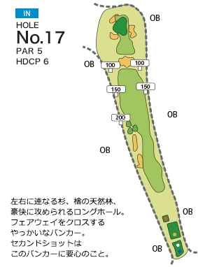 霞ヶ浦カントリー倶楽部 IN17番ホール コース図
