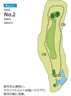 名阪チサンカントリークラブ 阿山OUTコース2番ホール コース図