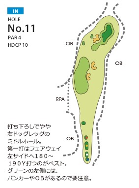 ＰＧＭ南市原ゴルフクラブ（旧：南市原ゴルフクラブ） IN11番ホール コース図
