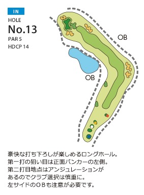 ＰＧＭ南市原ゴルフクラブ（旧：南市原ゴルフクラブ） IN13番ホール コース図