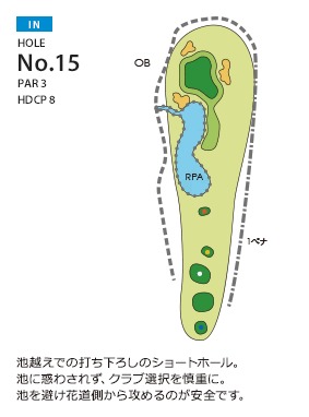 ＰＧＭ南市原ゴルフクラブ（旧：南市原ゴルフクラブ） IN15番ホール コース図