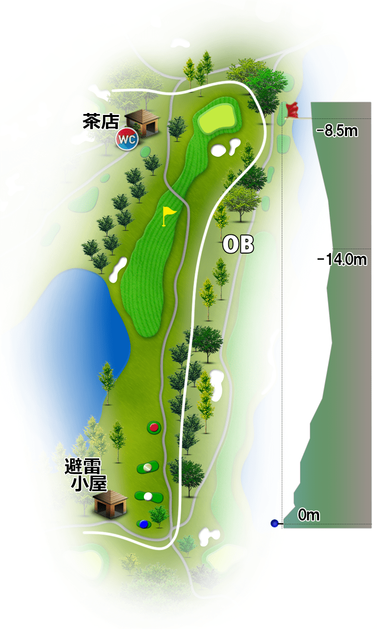 サンリゾートカントリークラブ OUT9番ホール コース図