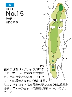 三木の里カントリークラブ IN15番ホール コース図