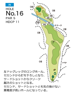 三木の里カントリークラブ IN16番ホール コース図
