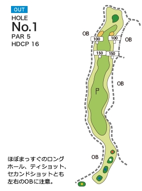 三木の里カントリークラブ OUT1番ホール コース図